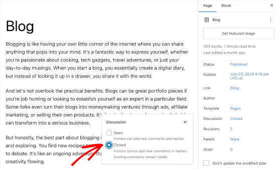 Introducing ClickSocial Closing the discussion in a WordPress page