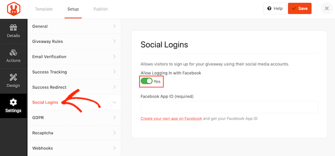 Activating social login for your Facebook contest Activating social login for your Facebook contest