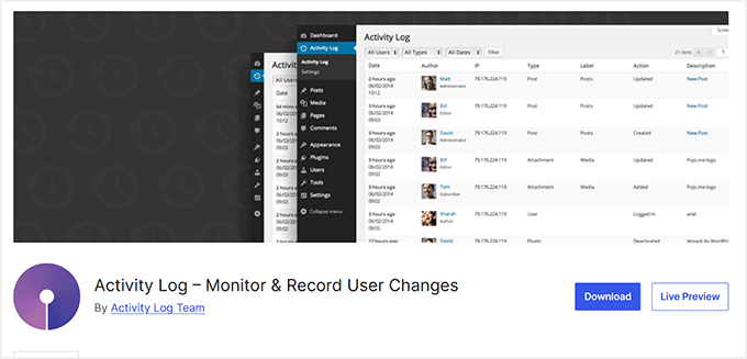Click on Viewer and copy link Activity Log