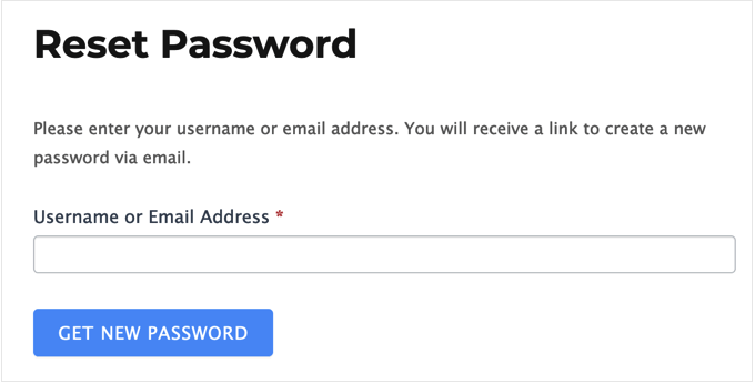 An example of a custom password reset page An example of a custom password reset page