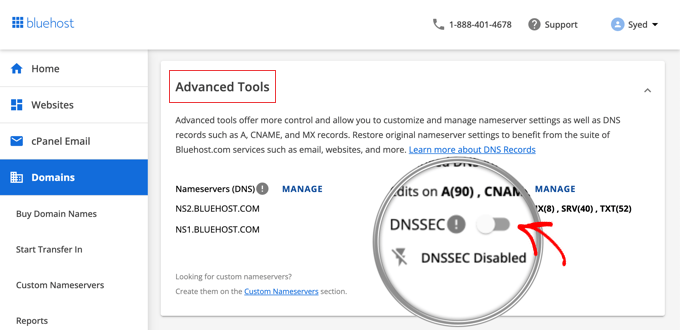 Disabilitare DNSSEC su Bluehost Disabilitare DNSSEC su Bluehost
